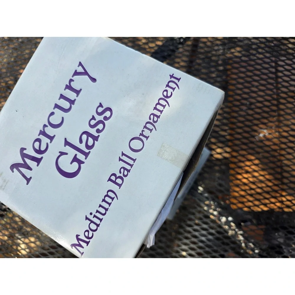 Purple Mercury Glass Medium Ball Christmas Ornament with Box 6 Inch Diameter